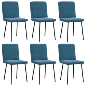 Cadeiras de jantar 6 pcs veludo azul