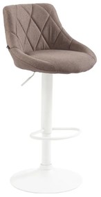 Banco de bar Lazio em tecido e com estrutura branca 46 x 83-104 x 49 cm Castanho acinzentado