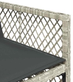 13 pcs conj. jantar jardim c/ almofadões vime PE cinzento-claro
