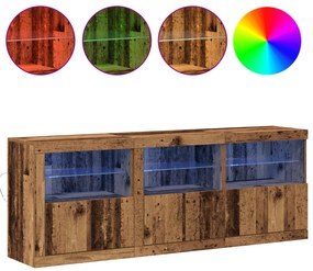 Aparador com Luzes LED Madeira Envelhecida 181.5x37x67 cm Madeira de E