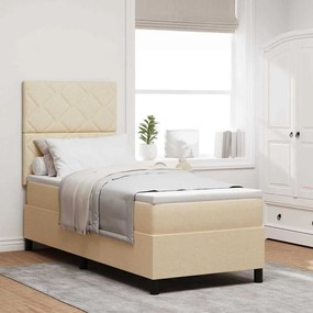vidaXL Cama Box Spring com Colchão Bege 80x200 cm Tecido