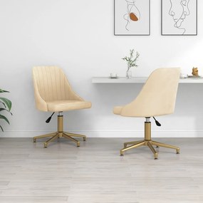 vidaXL Cadeiras de jantar giratórias 2 pcs veludo cor creme