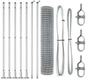 Cerca Euro com 7 Postes Flangeados 1,5x10 m Aço Galvanizado