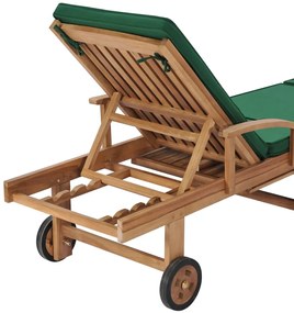 Espreguiçadeiras c/ almofadões 2 pcs madeira teca maciça verde