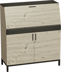 HOMCOM Secretária industrial com prateleiras e estrutura metálica 100 cm Madeira natural e preto | Aosom Portugal