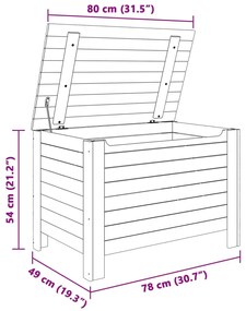 Caixa de arrumação c/ tampa RANA 80x49x54cm pinho maciço branco
