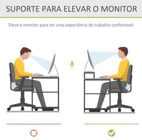 HOMCOM Suporte para Monitor de Bambu Organizador de Escritório para Mo