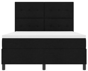 Cama Box com Colchão e Luz LED Preta, 140 x 200 cm, Estrutura em Tecid