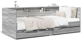 vidaXL Sofá-cama com gavetas sem colchão 100x200 cm cinzento sonoma