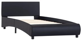 Estrutura de cama c/ LED 90x200 cm couro artificial preto