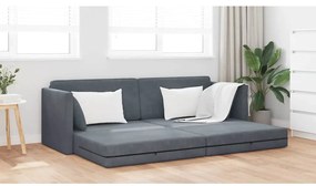 Sofá Cama 2 em 1 Cinza Escuro 213x144x60 cm Veludo