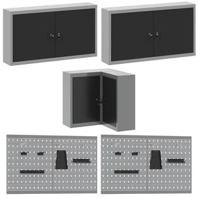 Conjunto de Armário e Painel de Ferramentas de 12 Peças vidaXL Preto M