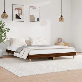 vidaXL Estrutura de cama s/ colchão deriv. madeira carvalho castanho