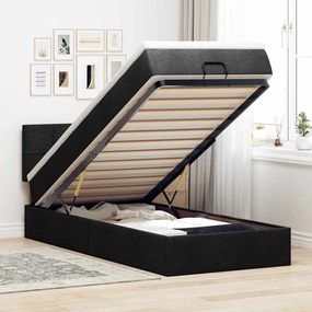 Estrutura de cama otomana com colchão preto 80x200cm tecido