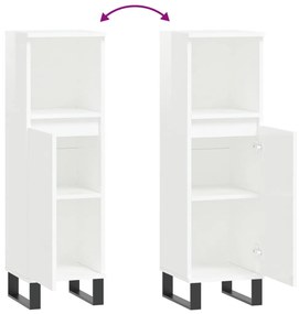 Armário WC 30x30x100 cm derivados de madeira branco brilhante