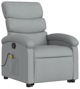 Poltrona reclinável massagens tecido cinzento-claro