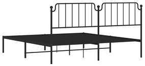 Estrutura de cama em metal com cabeceira 180x200 cm preto