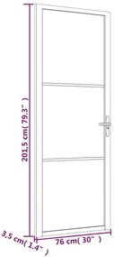 Porta de interior 76x201,5 cm vidro fosco e alumínio branco