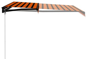 Toldo retrátil manual com LED 350x250 cm laranja e castanho