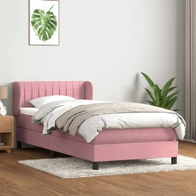 Cama com molas/colchão 100x220 cm veludo Rosa