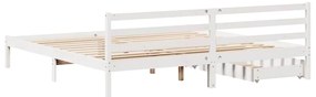 Cama sem colchão 200x200 cm madeira de pinho maciça branco
