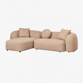 Sofá Chaise Longue Esquerdo Modular De 2 Peças Em Chenille Coco Tecido De Chenille Espesso Castanho Latte - Sklum