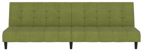Sofá-cama de 2 lugares veludo verde-claro