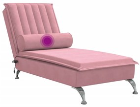 Chaise lounge de massagem com rolo veludo rosa