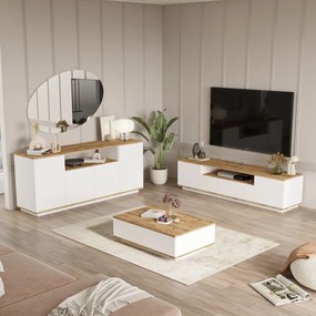 Conjunto de Mobiliário de Sala de Estar FR18 – Pinho Atlântico Branco