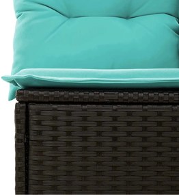 7 pcs conjunto de sofás p/ jardim c/ almofadões vime PE preto