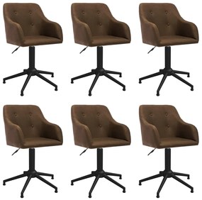 vidaXL Cadeiras de jantar giratórias 6 pcs tecido castanho