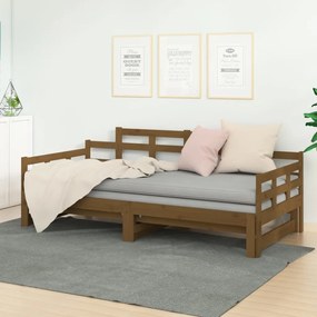 Estrutura sofá-cama de puxar 2x(90x200) cm pinho castanho-mel