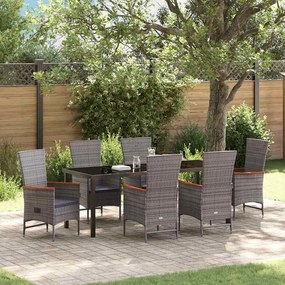vidaXL Cadeiras Externas 7 pcs Cinzento Cinza Escuro 200 x 80 x 73 cm