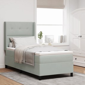 vidaXL Cama Box Spring com Colchão Cinza Claro 100x200 cm Veludo