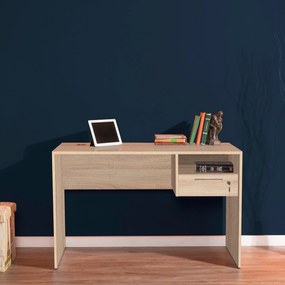 Secretária "Simple" com Gaveta - 120 x 75 x 60 cm - Sonomo e Branco -