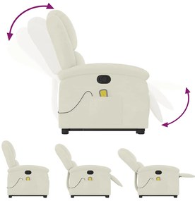 Poltrona elevatória de massagens veludo cor creme
