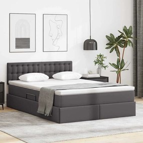 vidaXL Cama com Armazenamento Cinzeto 140 x 200 cm Couro Sintético