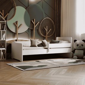 Cama individual 140x70 com grade branca - colchão e estrado incluído
