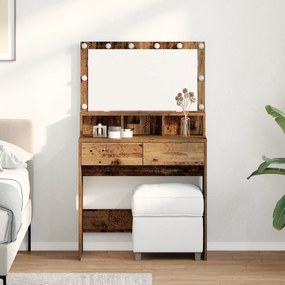 vidaXL Mesa de vestir Madeira antiga Aglomerado