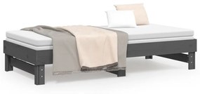 Estrutura sofá-cama de puxar 2x(90x190) cm pinho maciço cinza