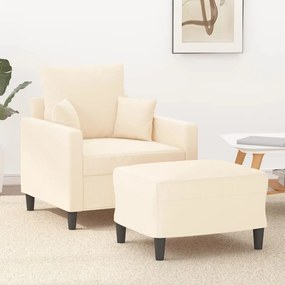 vidaXL Poltrona com apoio de pés 60 cm veludo cor creme