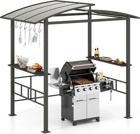 Tenda para Grelhadores (NÃO INCLUIDOS) e teto rígido 248 x 150 cm com teto ventilado em policarbonato, prateleiras laterais e estrutura metálica