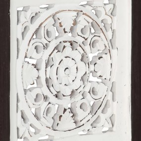Painel parede esculpido à mão MDF 40x40x1,5 cm castanho/branco