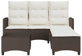 3 pcs conjunto sofás de jardim com almofadões em L vime PE