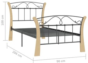 Estrutura de cama 90x200 cm metal preto