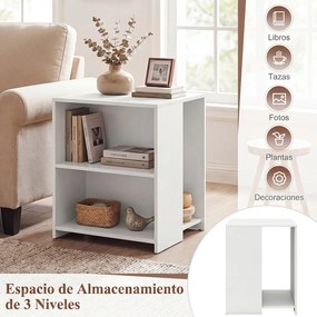 Mesa Auxiliar, 40 x 40 x 50 cm, Arrumação de Dupla Face, Branco