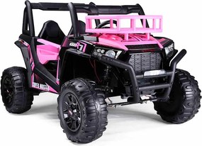 Jipe elétrico para crianças Tipo UTV 24V 2 Lugares em imitação de pele, comando à distância 2,4 GHz, 2 motores de 200 W, bateria de lítio, travão elét