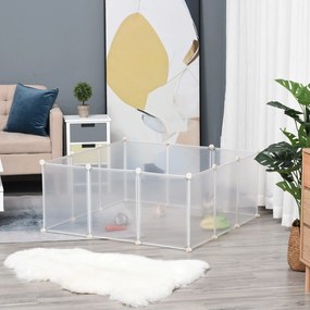 Cerca para Pequenos Animais Gaiola Modular de Metal com 12 painéis e 24 conectores para coelhos, porquinhos-da-índia 105x105x45 cm Branco