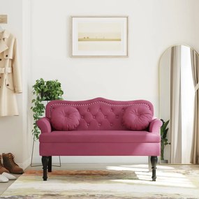vidaXL Banco com almofadões 120,5x65x75 cm veludo vermelho tinto