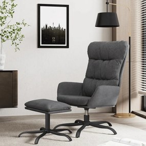 vidaXL Cadeira de descanso com banco tecido cinzento-escuro